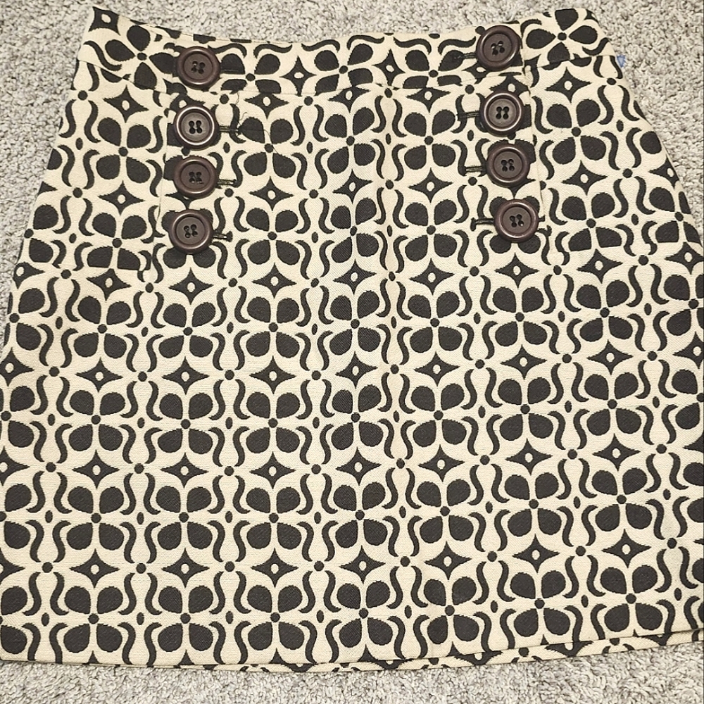 Milly New York Mini Skirt Geometric Print Size 2 (Fits Up To 4) White Black